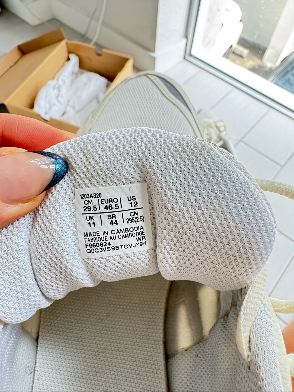 ASICS White Athletic Sneaker with Cream Laces - Picture 3 of 9